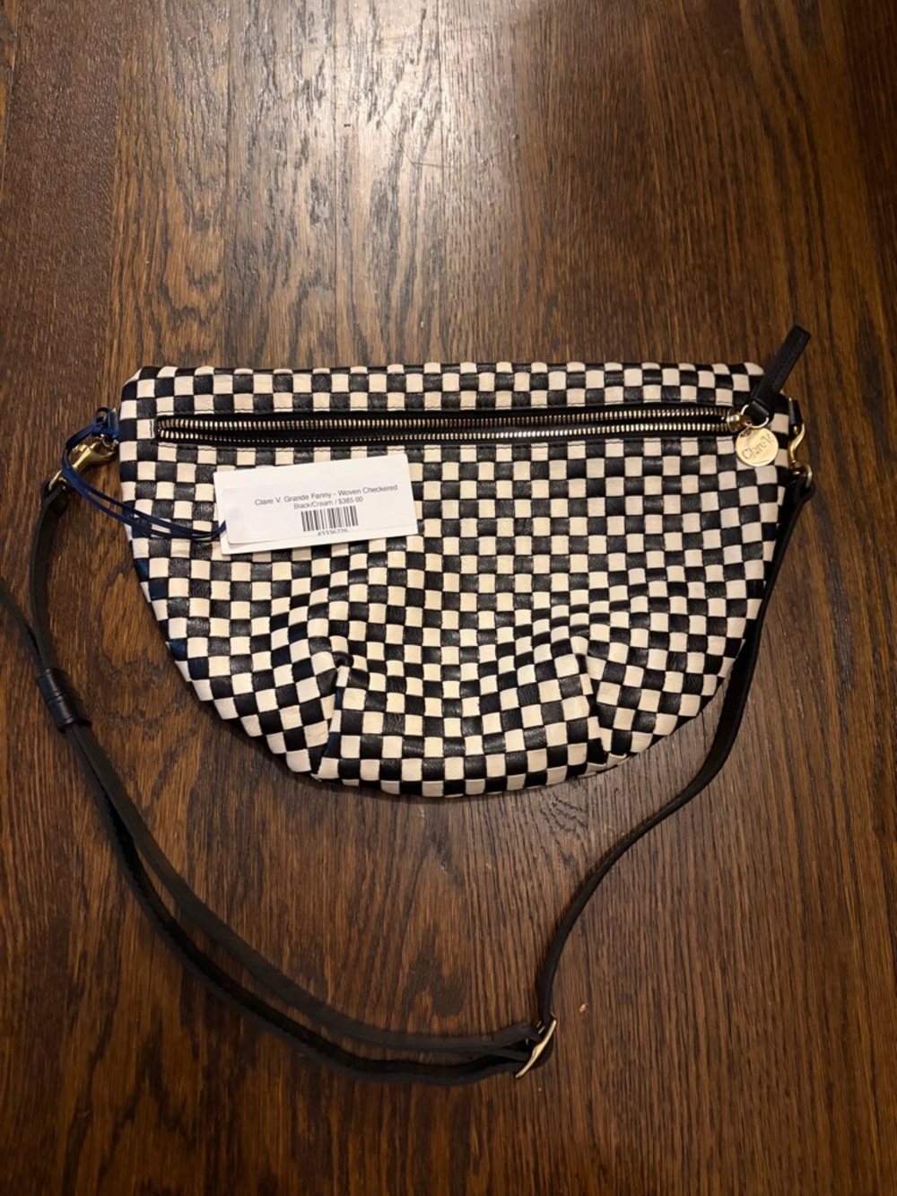 Clare V Grande Fanny Checked Crossbody Bag - NWT Black & White